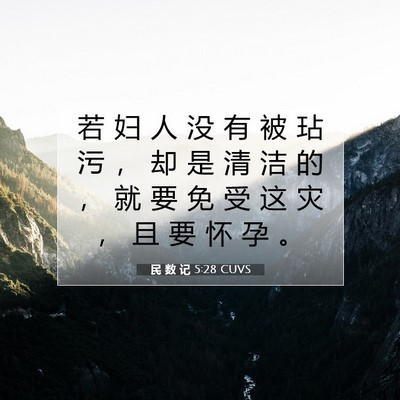 Picture 07 - 民 数 记 5:28 CUVS - 若 妇 人 没 有 被 玷 污 ， 却 是 清 - Bible Verse Picture