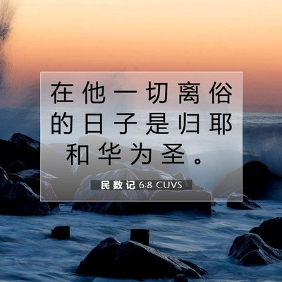 Picture 07 - 民 数 记 6:8 CUVS - 在 他 一 切 离 俗 的 日 子 是 归 耶 - Bible Verse Picture