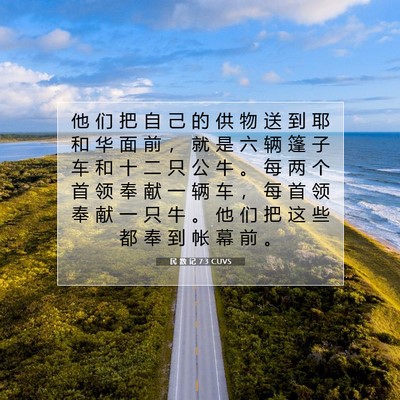 Picture 07 - 民 数 记 7:3 CUVS - 他 们 把 自 己 的 供 物 送 到 耶 和 - Bible Verse Picture