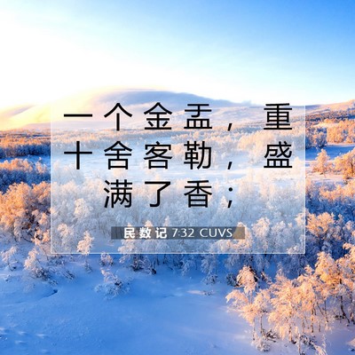 Picture 07 - 民 数 记 7:32 CUVS - 一 个 金 盂 ， 重 十 舍 客 勒 ， 盛 - Bible Verse Picture