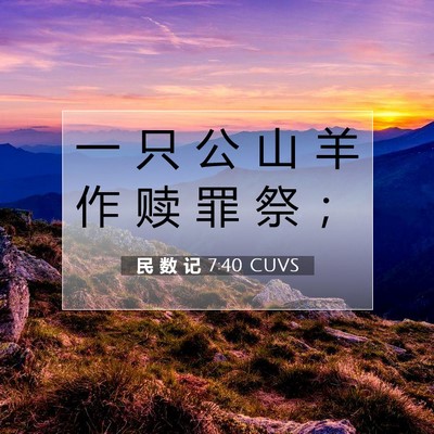 Picture 07 - 民 数 记 7:40 CUVS - 一 只 公 山 羊 作 赎 罪 祭 - Bible Verse Picture