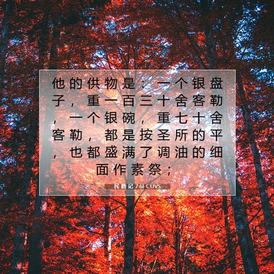 Picture 07 - 民 数 记 7:61 CUVS - 他 的 供 物 是 ： 一 个 银 盘 子 ， - Bible Verse Picture