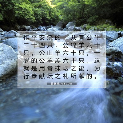Picture 07 - 民 数 记 7:88 CUVS - 作 平 安 祭 的 ， 共 有 公 牛 二 十 - Bible Verse Picture
