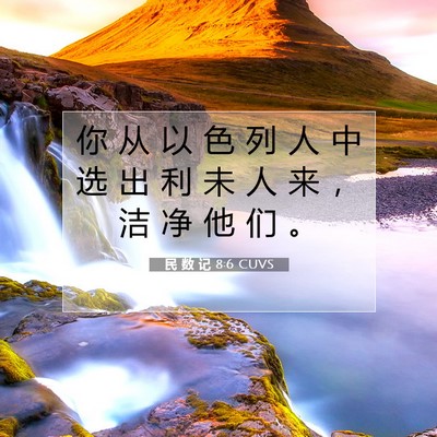 Picture 07 - 民 数 记 8:6 CUVS - 你 从 以 色 列 人 中 选 出 利 未 人 - Bible Verse Picture