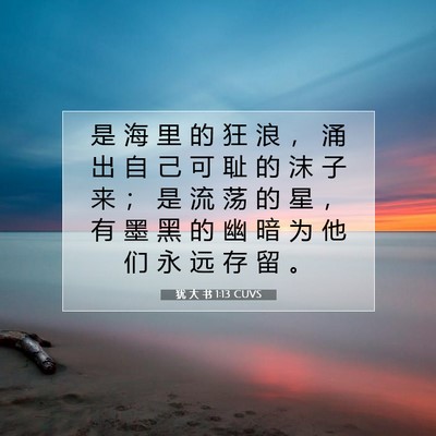 Picture 07 - 犹 大 书 1:13 CUVS - 是 海 里 的 狂 浪 ， 涌 出 自 己 可 - Bible Verse Picture