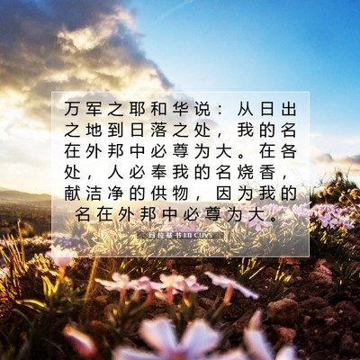 Picture 07 - 玛 拉 基 书 1:11 CUVS - 万 军 之 耶 和 华 说 ： 从 日 出 之 - Bible Verse Picture