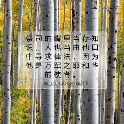 Picture 07 - 玛 拉 基 书 2:7 CUVS - 祭 司 的 嘴 里 当 存 知 识 ， 人 也 - Bible Verse Picture