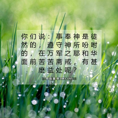 Picture 07 - 玛 拉 基 书 3:14 CUVS - 你 们 说 ： 事 奉 神 是 徒 然 的 ， - Bible Verse Picture