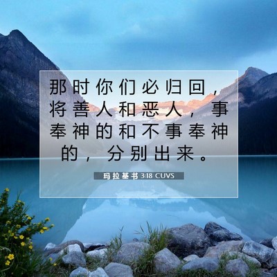 Picture 07 - 玛 拉 基 书 3:18 CUVS - 那 时 你 们 必 归 回 ， 将 善 人 和 - Bible Verse Picture