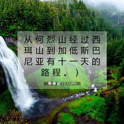 Picture 07 - 申 命 记 1:2 CUVS - 从 何 烈 山 经 过 西 珥 山 到 加 低 - Bible Verse Picture