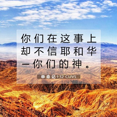 Picture 07 - 申 命 记 1:32 CUVS - 你 们 在 这 事 上 却 不 信 耶 和 华 - Bible Verse Picture
