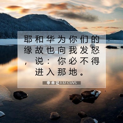 Picture 07 - 申 命 记 1:37 CUVS - 耶 和 华 为 你 们 的 缘 故 也 向 我 - Bible Verse Picture