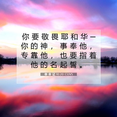 Picture 07 - 申 命 记 10:20 CUVS - 你 要 敬 畏 耶 和 华 ─ 你 的 神 ， - Bible Verse Picture