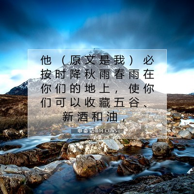 Picture 07 - 申 命 记 11:14 CUVS - 他 （ 原 文 是 我 ） 必 按 时 降 秋 - Bible Verse Picture