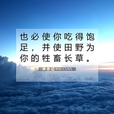 Picture 07 - 申 命 记 11:15 CUVS - 也 必 使 你 吃 得 饱 足 ， 并 使 田 - Bible Verse Picture