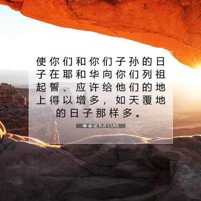 Picture 07 - 申 命 记 11:21 CUVS - 使 你 们 和 你 们 子 孙 的 日 子 在 - Bible Verse Picture