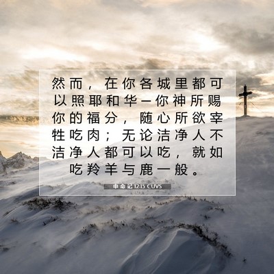 Picture 07 - 申 命 记 12:15 CUVS - 然 而 ， 在 你 各 城 里 都 可 以 照 - Bible Verse Picture