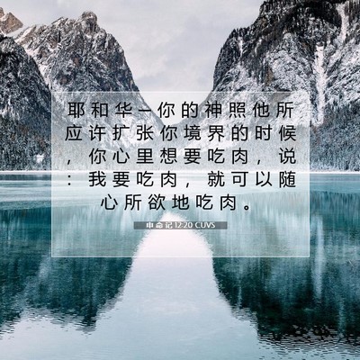 Picture 07 - 申 命 记 12:20 CUVS - 耶 和 华 ─ 你 的 神 照 他 所 应 许 - Bible Verse Picture