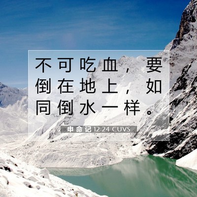 Picture 07 - 申 命 记 12:24 CUVS - 不 可 吃 血 ， 要 倒 在 地 上 ， 如 - Bible Verse Picture