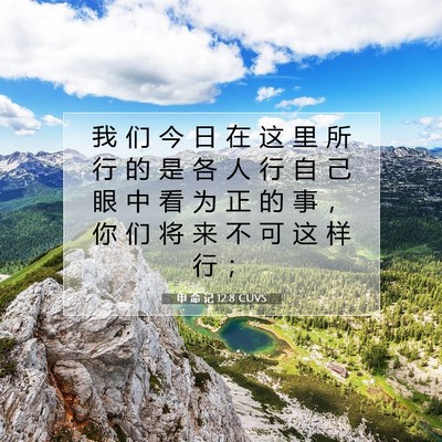 Picture 07 - 申 命 记 12:8 CUVS - 我 们 今 日 在 这 里 所 行 的 是 各 - Bible Verse Picture