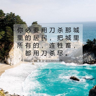Picture 07 - 申 命 记 13:15 CUVS - 你 必 要 用 刀 杀 那 城 里 的 居 民 - Bible Verse Picture