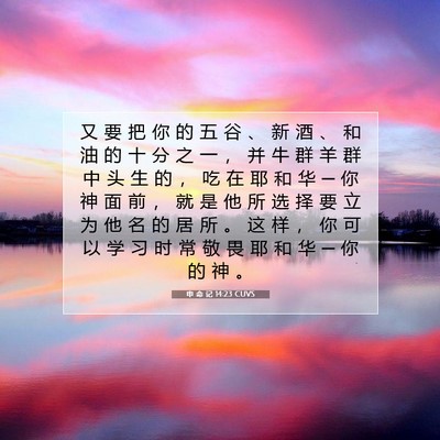 Picture 07 - 申 命 记 14:23 CUVS - 又 要 把 你 的 五 谷 、 新 酒 、 和 - Bible Verse Picture