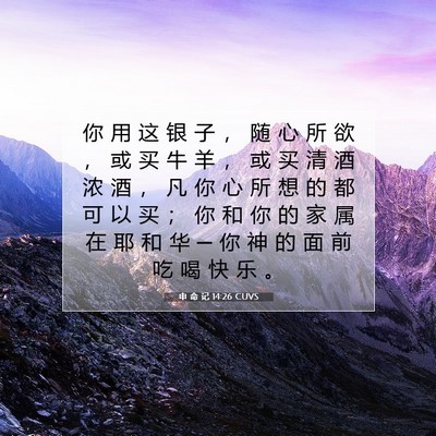 Picture 07 - 申 命 记 14:26 CUVS - 你 用 这 银 子 ， 随 心 所 欲 ， 或 - Bible Verse Picture