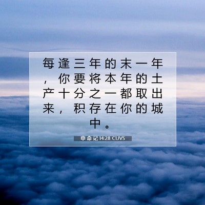 Picture 07 - 申 命 记 14:28 CUVS - 每 逢 三 年 的 末 一 年 ， 你 要 将 - Bible Verse Picture