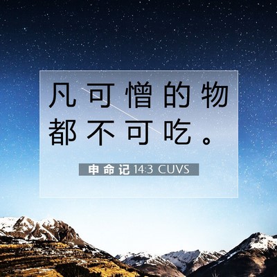 Picture 07 - 申 命 记 14:3 CUVS - 凡 可 憎 的 物 都 不 可 吃 - Bible Verse Picture
