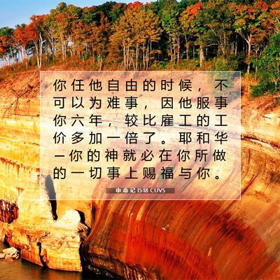 Picture 07 - 申 命 记 15:18 CUVS - 你 任 他 自 由 的 时 候 ， 不 可 以 - Bible Verse Picture