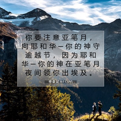 Picture 07 - 申 命 记 16:1 CUVS - 你 要 注 意 亚 笔 月 ， 向 耶 和 华 - Bible Verse Picture