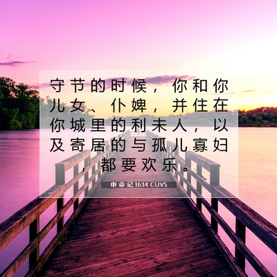 Picture 07 - 申 命 记 16:14 CUVS - 守 节 的 时 候 ， 你 和 你 儿 女 、 - Bible Verse Picture