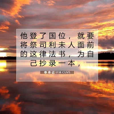 Picture 07 - 申 命 记 17:18 CUVS - 他 登 了 国 位 ， 就 要 将 祭 司 利 - Bible Verse Picture