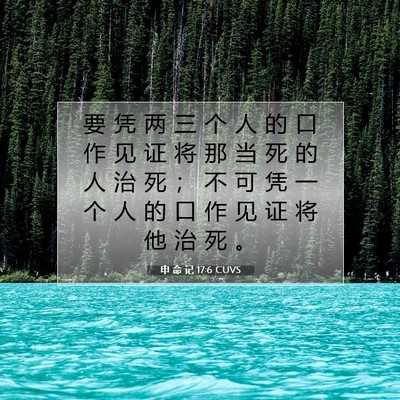 Picture 07 - 申 命 记 17:6 CUVS - 要 凭 两 三 个 人 的 口 作 见 证 将 - Bible Verse Picture