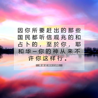 Picture 07 - 申 命 记 18:14 CUVS - 因 你 所 要 赶 出 的 那 些 国 民 都 - Bible Verse Picture