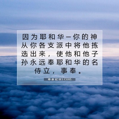 Picture 07 - 申 命 记 18:5 CUVS - 因 为 耶 和 华 ─ 你 的 神 从 你 各 - Bible Verse Picture