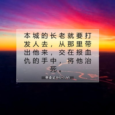 Picture 07 - 申 命 记 19:12 CUVS - 本 城 的 长 老 就 要 打 发 人 去 ， - Bible Verse Picture