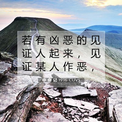 Picture 07 - 申 命 记 19:16 CUVS - 若 有 凶 恶 的 见 证 人 起 来 ， 见 - Bible Verse Picture