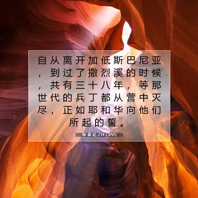 Picture 07 - 申 命 记 2:14 CUVS - 自 从 离 开 加 低 斯 巴 尼 亚 ， 到 - Bible Verse Picture