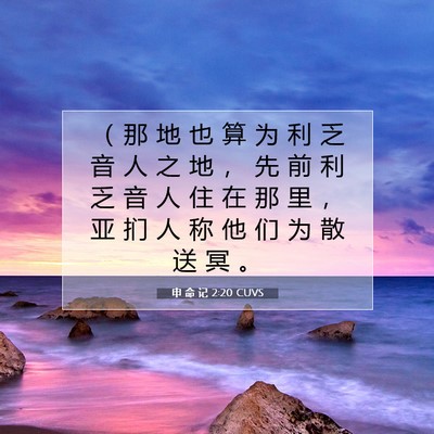 Picture 07 - 申 命 记 2:20 CUVS - （ 那 地 也 算 为 利 乏 音 人 之 地 - Bible Verse Picture