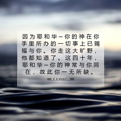 Picture 07 - 申 命 记 2:7 CUVS - 因 为 耶 和 华 ─ 你 的 神 在 你 手 - Bible Verse Picture