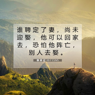 Picture 07 - 申 命 记 20:7 CUVS - 谁 聘 定 了 妻 ， 尚 未 迎 娶 ， 他 - Bible Verse Picture