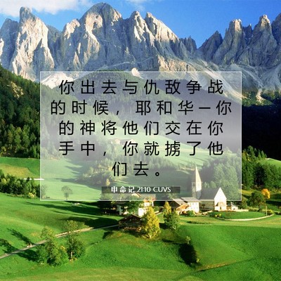 Picture 07 - 申 命 记 21:10 CUVS - 你 出 去 与 仇 敌 争 战 的 时 候 ， - Bible Verse Picture