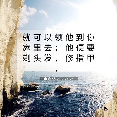 Picture 07 - 申 命 记 21:12 CUVS - 就 可 以 领 他 到 你 家 里 去 ； 他 - Bible Verse Picture