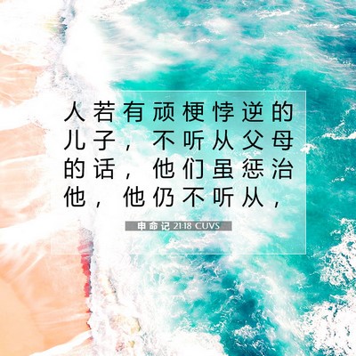 Picture 07 - 申 命 记 21:18 CUVS - 人 若 有 顽 梗 悖 逆 的 儿 子 ， 不 - Bible Verse Picture