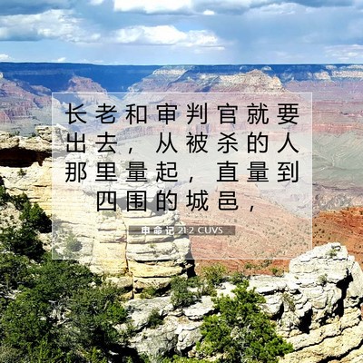 Picture 07 - 申 命 记 21:2 CUVS - 长 老 和 审 判 官 就 要 出 去 ， 从 - Bible Verse Picture