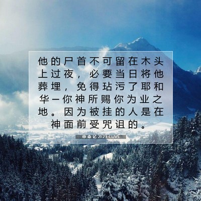 Picture 07 - 申 命 记 21:23 CUVS - 他 的 尸 首 不 可 留 在 木 头 上 过 - Bible Verse Picture