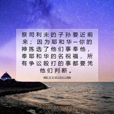 Picture 07 - 申 命 记 21:5 CUVS - 祭 司 利 未 的 子 孙 要 近 前 来 ； - Bible Verse Picture