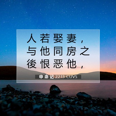 Picture 07 - 申 命 记 22:13 CUVS - 人 若 娶 妻 ， 与 他 同 房 之 後 恨 - Bible Verse Picture