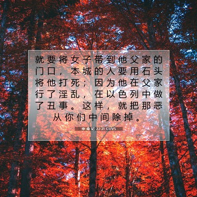 Picture 07 - 申 命 记 22:21 CUVS - 就 要 将 女 子 带 到 他 父 家 的 门 - Bible Verse Picture